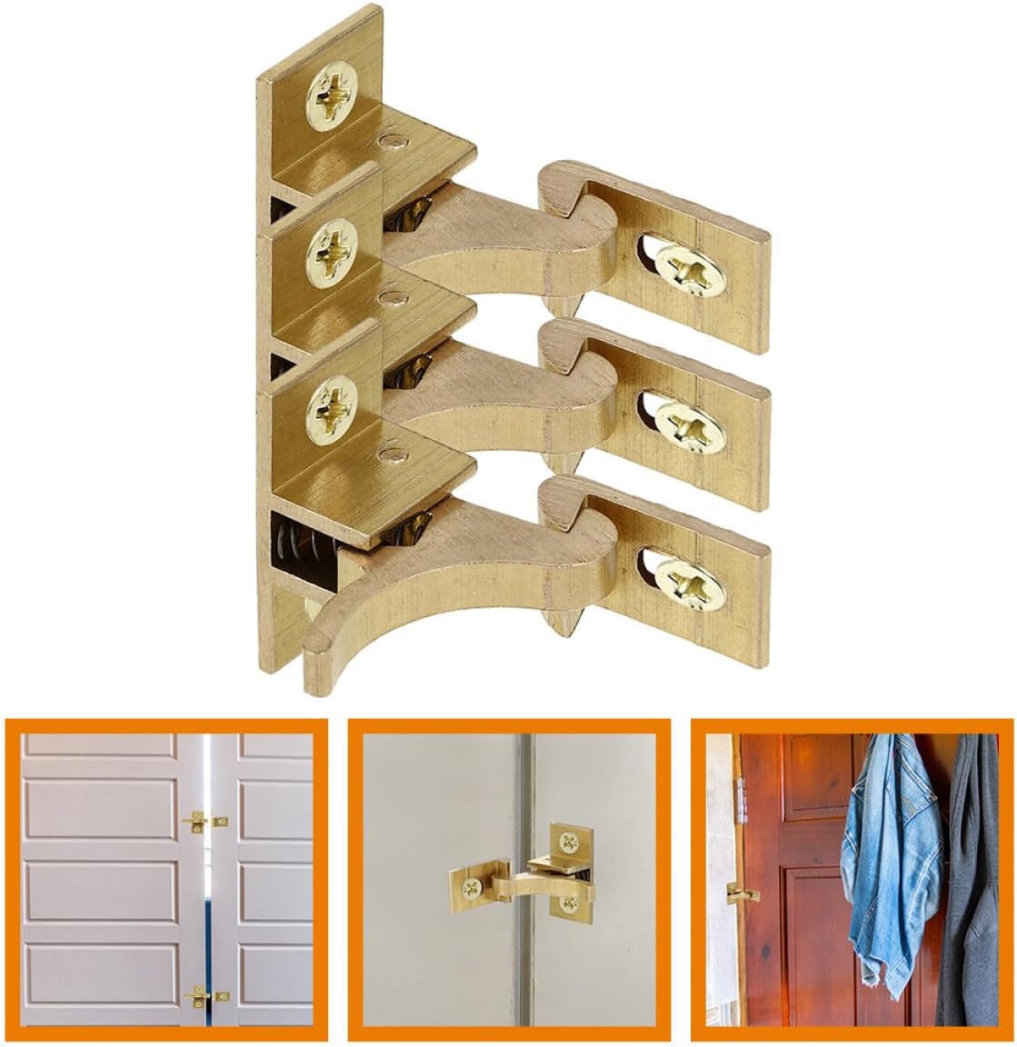 Ciieeo 3 Pcs 90 Degree Copper Angled Latches For Doors, Windows And Cabinets, Metal Hardware Accessories, Simple Installation, Intrusion Protection For Home,