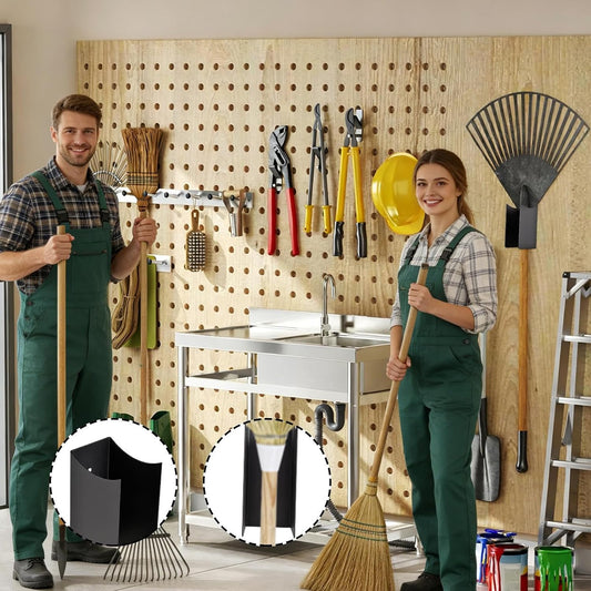 Support De Balai Mural Pour Balais Et Serpillières - Étagère De Rangement De Garage En Métal,Solution De Rangement Pour Balais,Applicable à L'appartement Sous-sol Extérieur Jardin Maison Cuisine Et