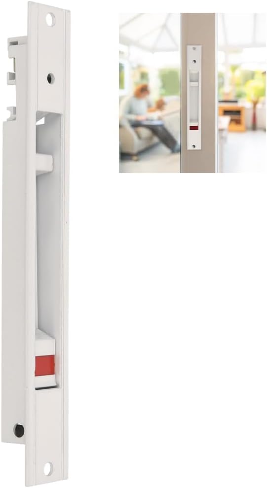  Amig - Recessed Lock For Windows And Sliding Doors In Aluminium - Recessed Hook Lock - Dimensions: 174 X 23 Mm - Colour White - Square Edge - Installation With Screws