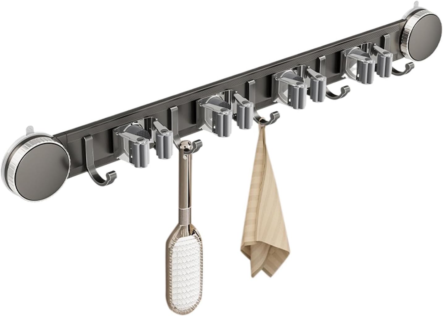  Support Serpillère Mural | Rack Mural Utilitaire Ventouse Robuste Et Antirouille - Organisateur D'Outils De Nettoyage Domestique - Pour Maison, Bureau, Appartement, Chambre, Salon Et Salle De Bain