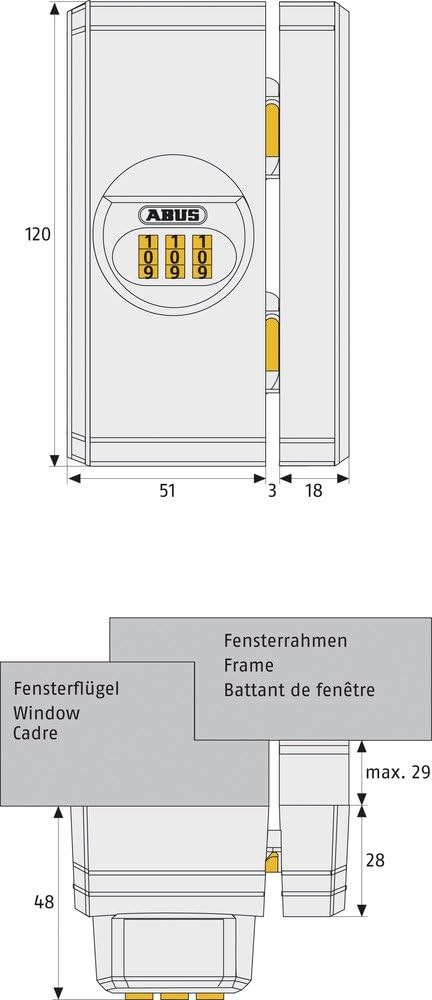  ABUS FTS106 Additional Window Lock - Window Lock With Digital Code Individually Adjustable - Security Level 10 - 26118 - White