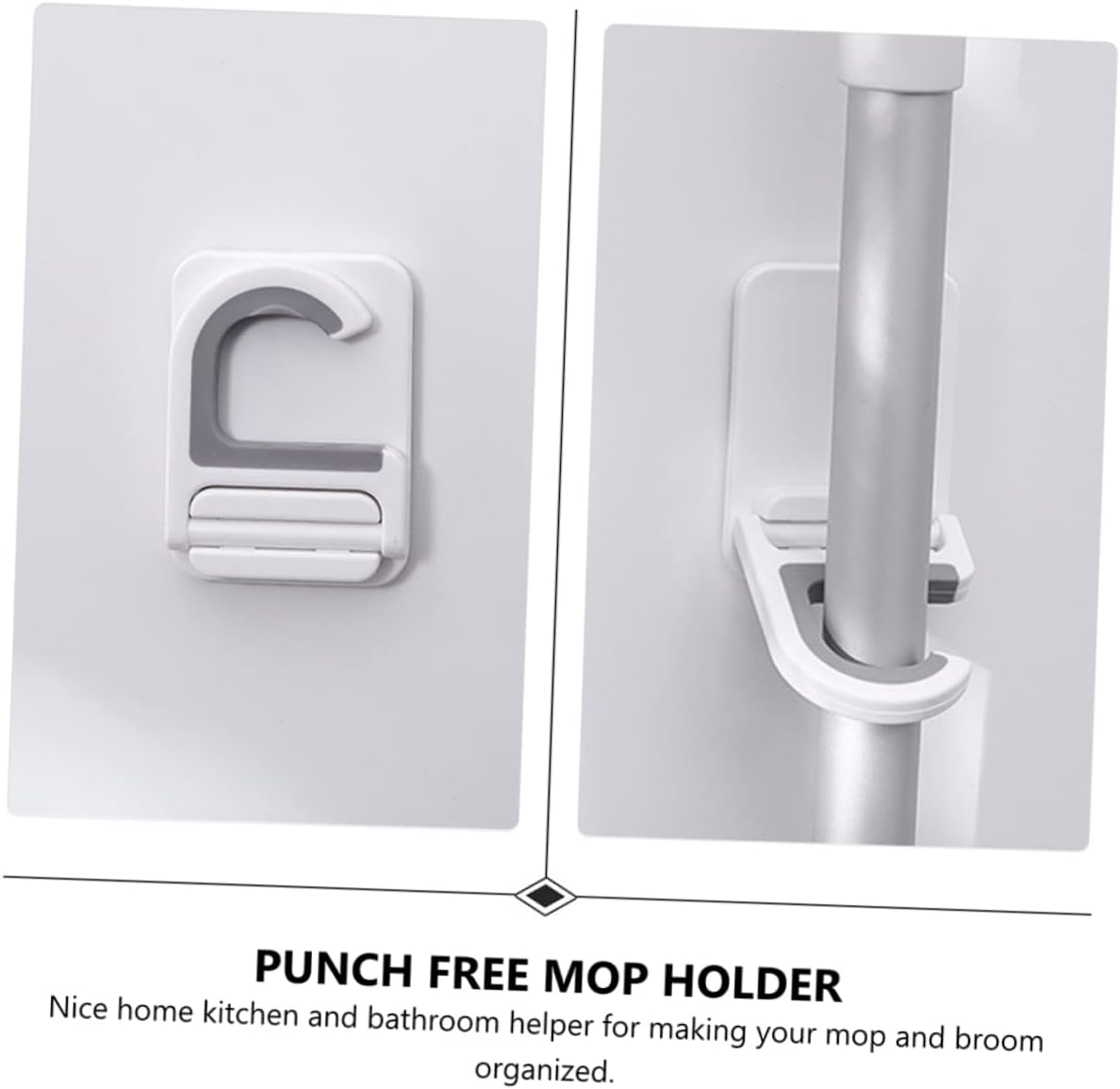  Angoily 9 Pieces Hook For Wall Mop Holder White Wall Clip Silica Gel No Punching