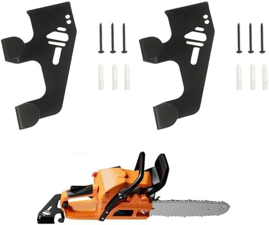  Lot De 2 Supports De Rangement Muraux Pour Tronçonneuse En Métal Pour Garage, Abri De Jardin, Atelier Avec Double Orientation Et Fentes Pour Clés