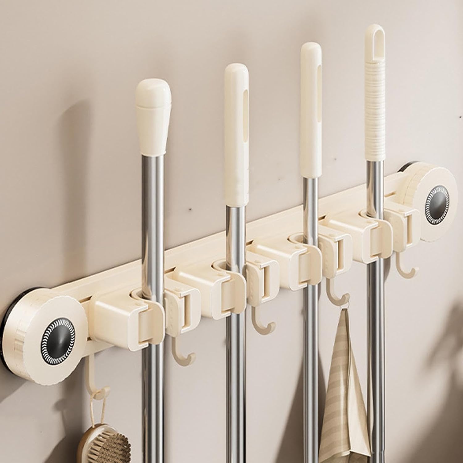  Support Pour Balais Et Serpillères | Support Renforcé Robuste Et Inoxydable | Organisateur Mural Pour Serpillère Et Outils | Pour Maison, Bureau, Appartement, Chambre, Salon Et Salle De Bain