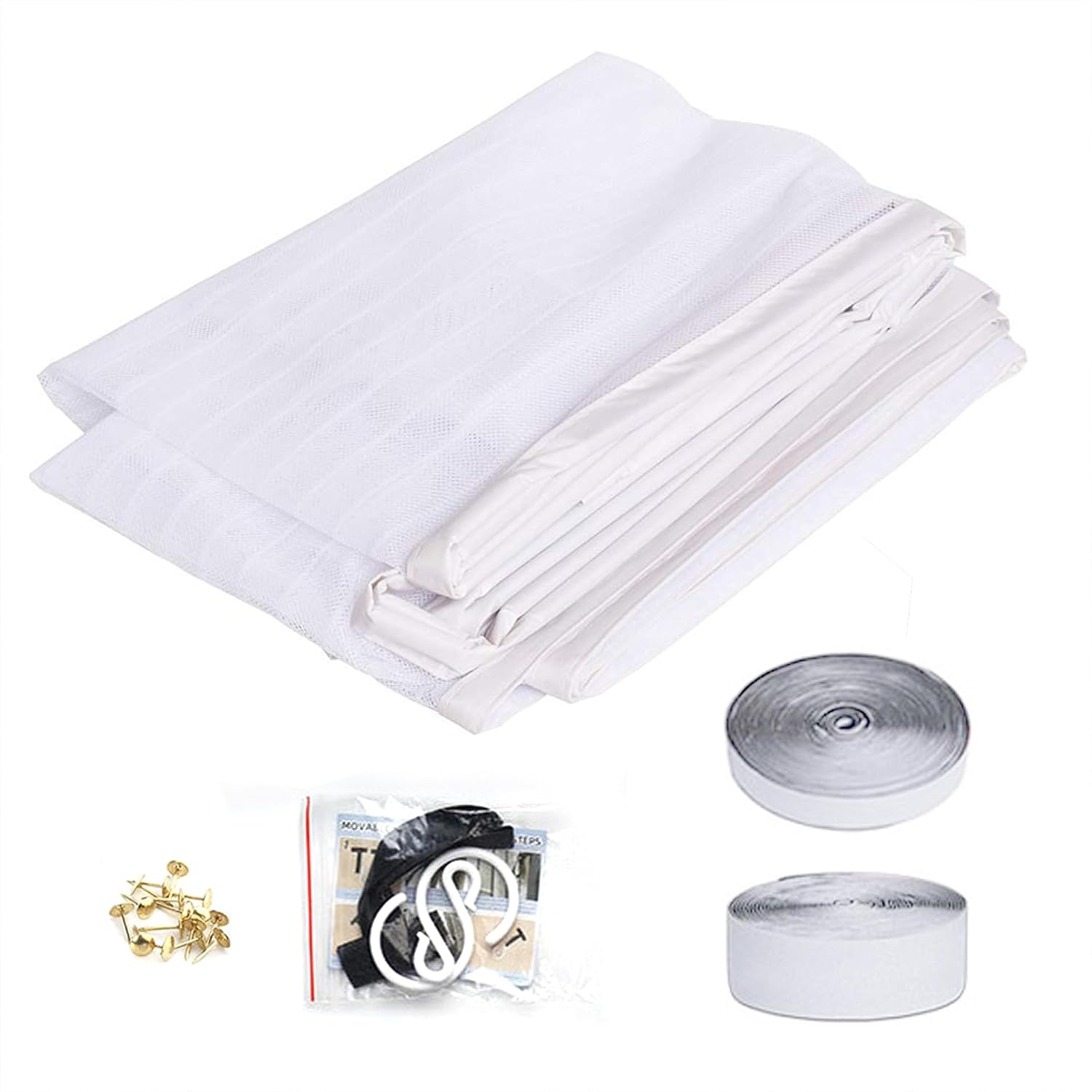  Insect Screen Door Window 116 X 138 Cm Fine And Durable Mesh Magnetic Mosquito Net For Doors With Adhesive Tape, Magnetic Sticks, White