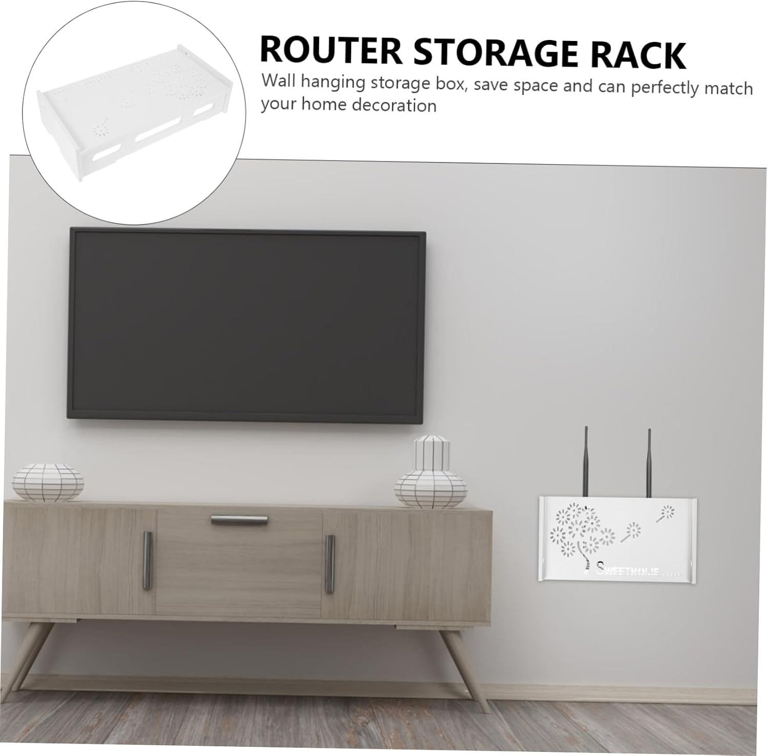  Ciieeo TV Wall Storage Shelf Wire Cover Router Bracket