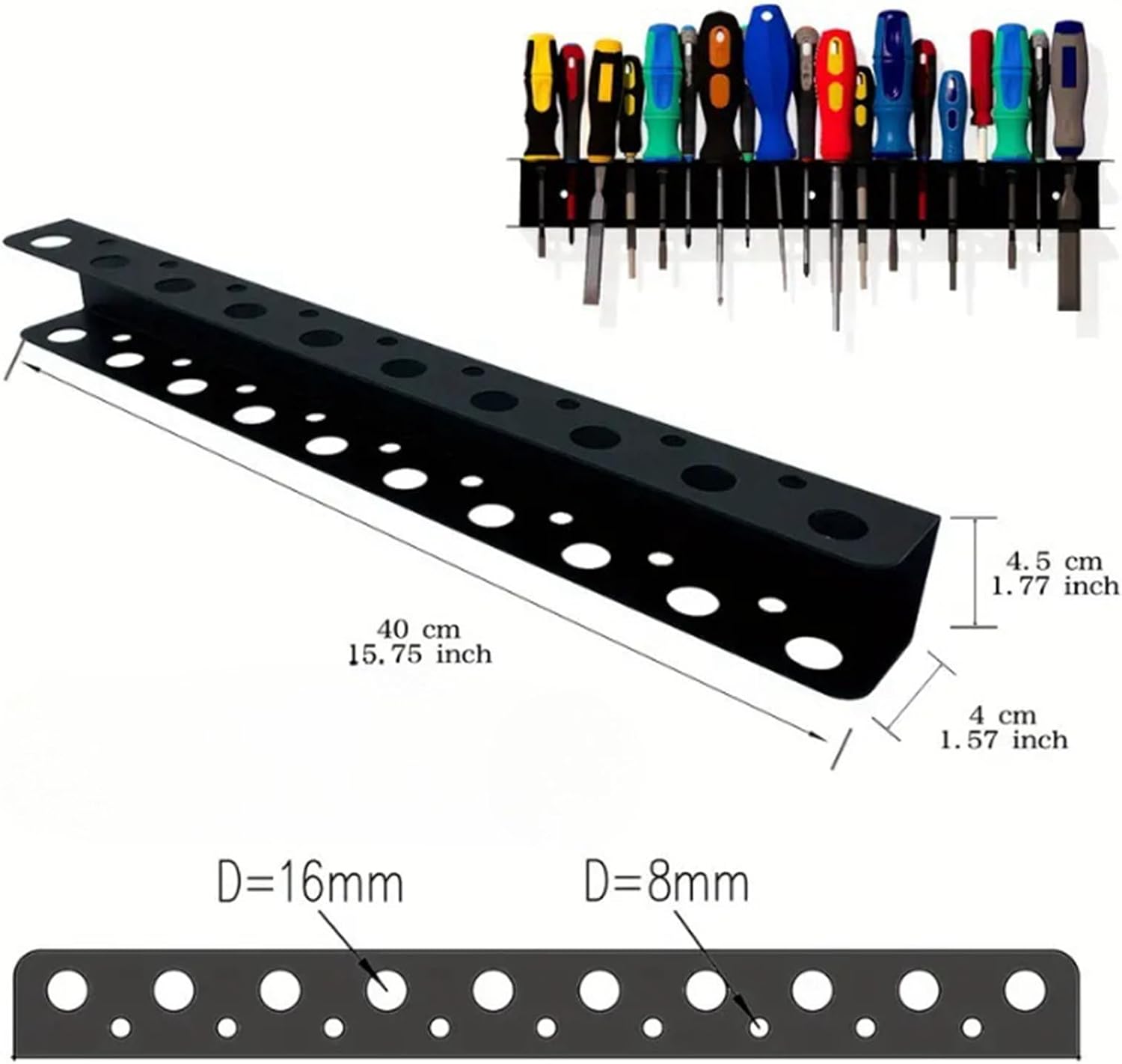  Support De Rangement Pour Outils – Économiseur D'espace Pour Tournevis Et Outils à Main Avec Cadre En Acier Carbone Robuste | Rangement Mural Pour Affichage Mural, Design Compact Pour Atelier Ou