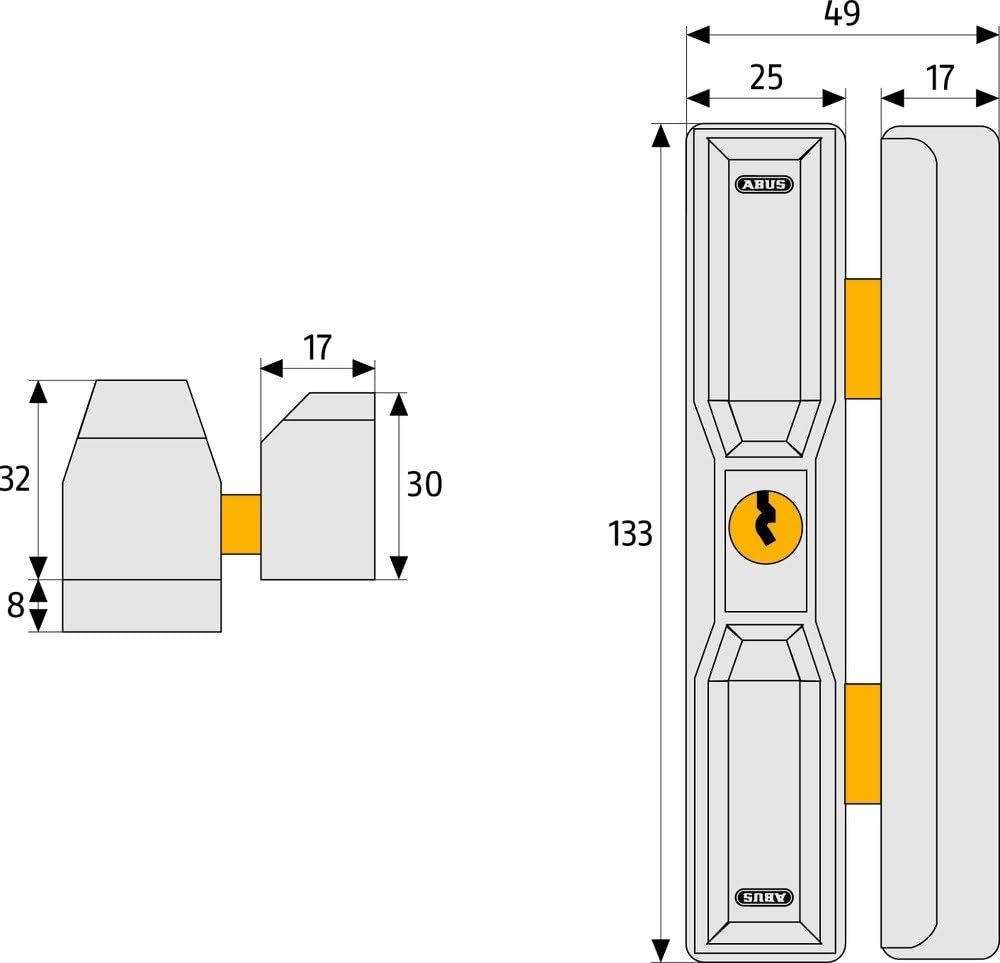  ABUS DF88 AL0125 Identical Locking Roof Window Lock Security Level 8 31723 White