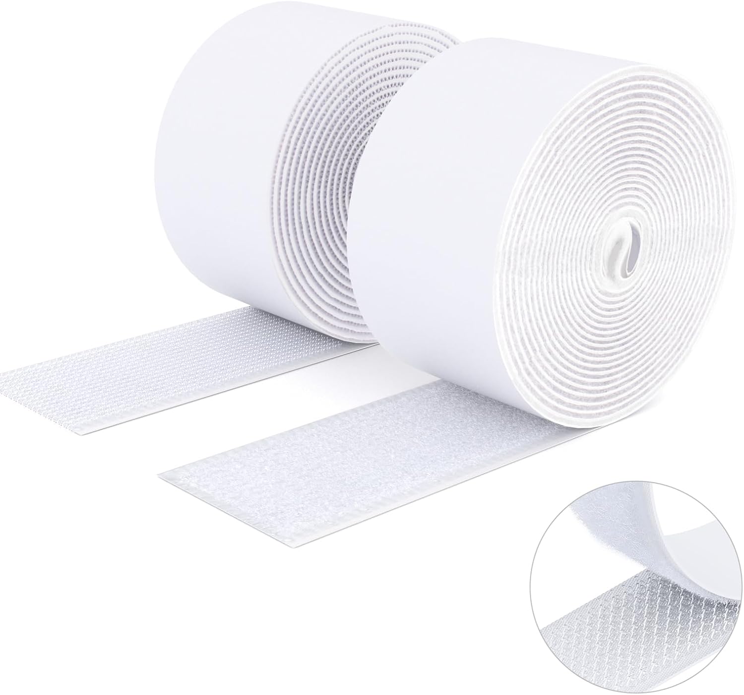  Double Sided Hook And Loop Tape, 20MM X 8M Self Adhesive Tape, Heavy Duty Tape, Interlocking Tape For Photo Frame, Mosquito Net, Carpet, DIY - White
