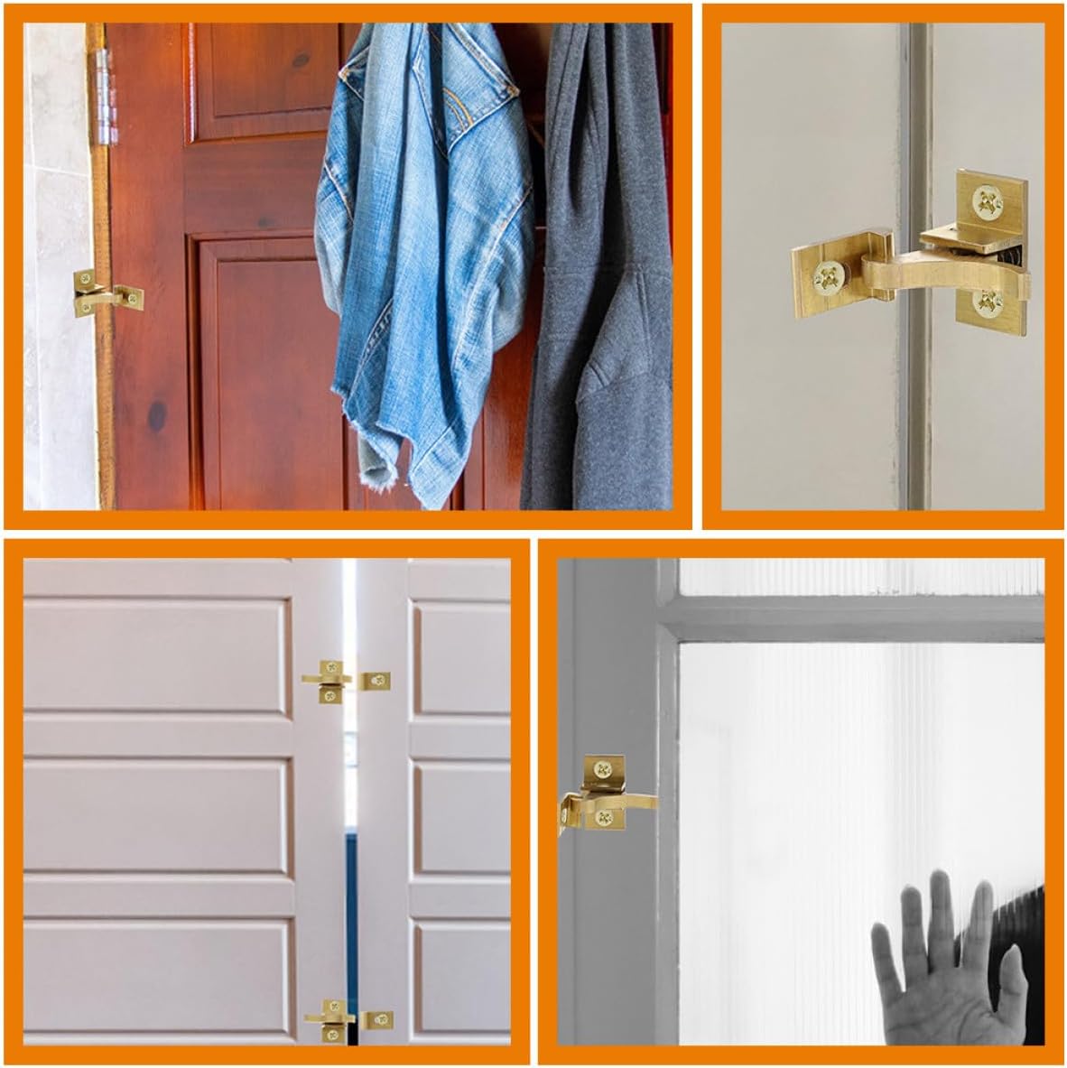  Ciieeo 3 Pcs 90 Degree Copper Angled Latches For Doors, Windows And Cabinets, Metal Hardware Accessories, Simple Installation, Intrusion Protection For Home,
