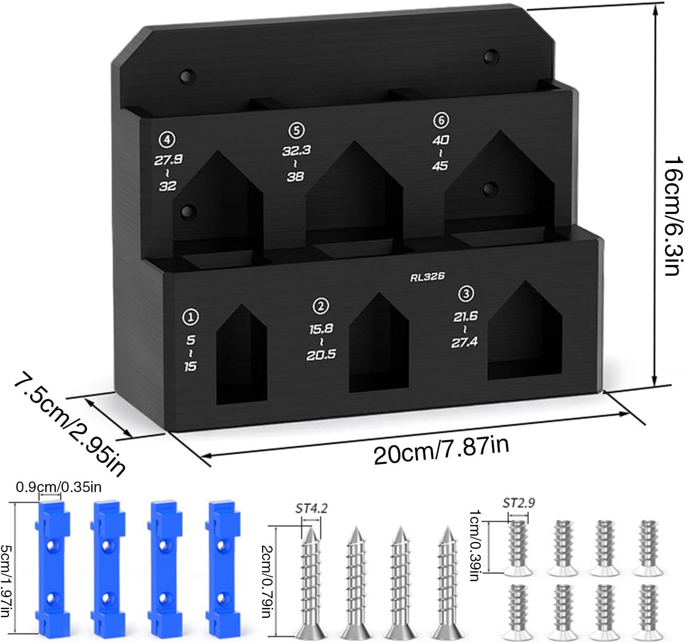  Generisch Étagère De Rangement Murale, 6 Positions, Support Pour Outils De Réparation, Pour Garage, Atelier, Abri De Jardin