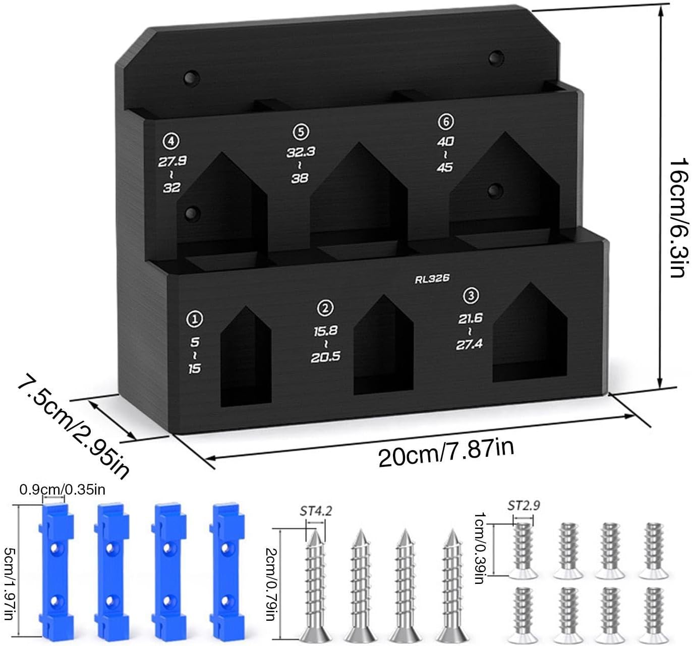  Generisch Étagère De Rangement Murale à 6 Compartiments, Support De Serrage Peu Encombrant, Pour Une Utilisation à La Maison, Au Garage, à L'atelier, à L'hôtel Et Sur Un Tableau Perforé