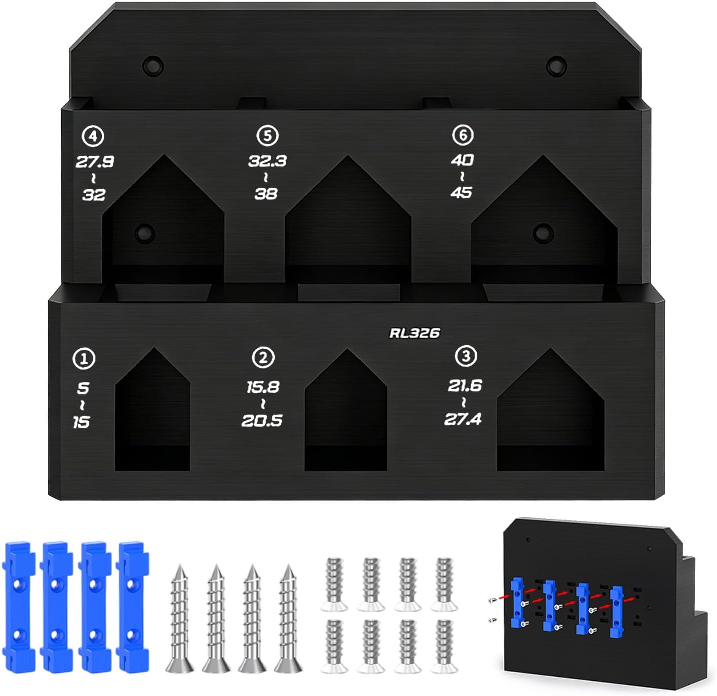  Étagère De Rangement Pour Outils – 6 Emplacements à Fixation Murale, Organiseur D'atelier Avec Support, Accessoires De Vélo Avec Arrangement, Pince Durable, Design Robuste Pour Garage, Abri De Jardin