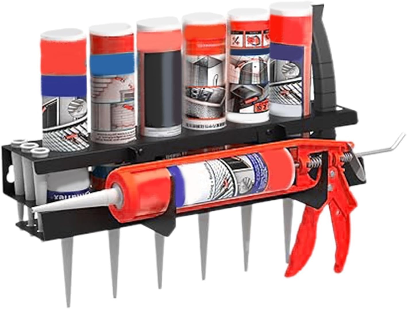  Support Porte-Tube À Graisse Mural - Rack De Rangement Pour Outils Tubulaires - Support Mural Pour Mastic - Idéal Pour Entrepôt, Atelier, Garage, Maison, Industrie, Abri De Jardin Et Espace De