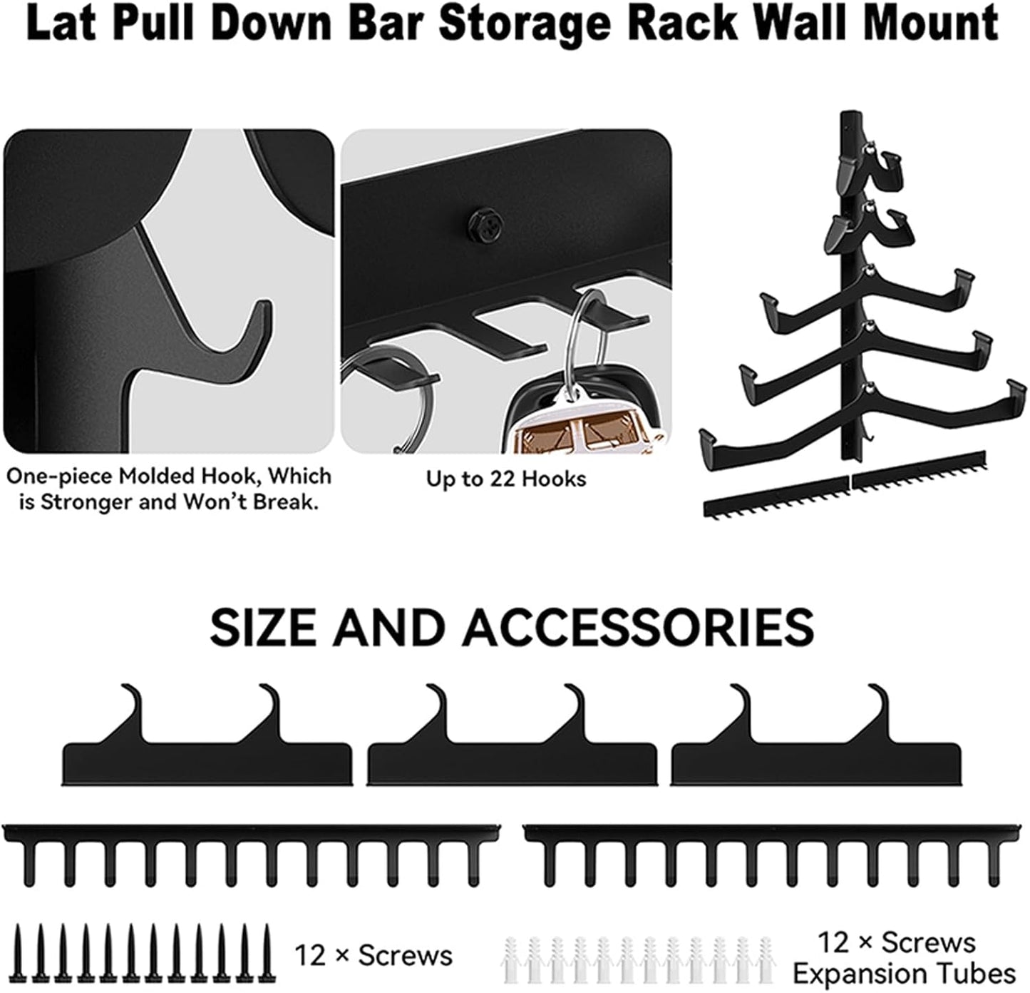  Support Mural Pour Barre De Jalon – Organisateur De 5 Pièces Résistant | Porte-accessoires De Machines D'exercice, Pour équipement De Fitness Dans Le Garage Pour Hommes Et Femmes