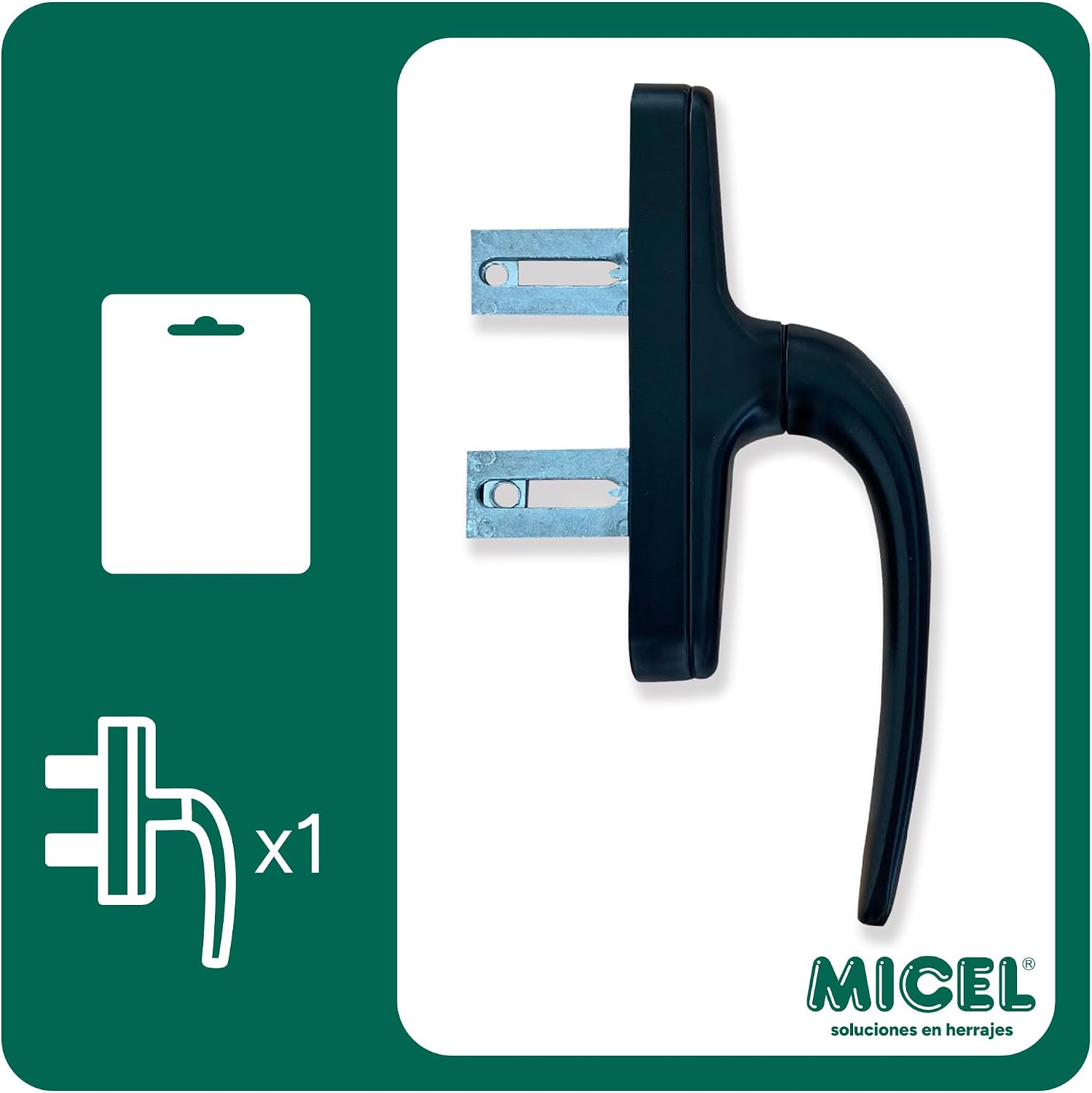  MICEL - 92700 - Cremona For Mallorcan Windows With External Opening, Reversible, Aluminium, Black Finish, 2 Shovels, 63 X 180 X 27 Mm