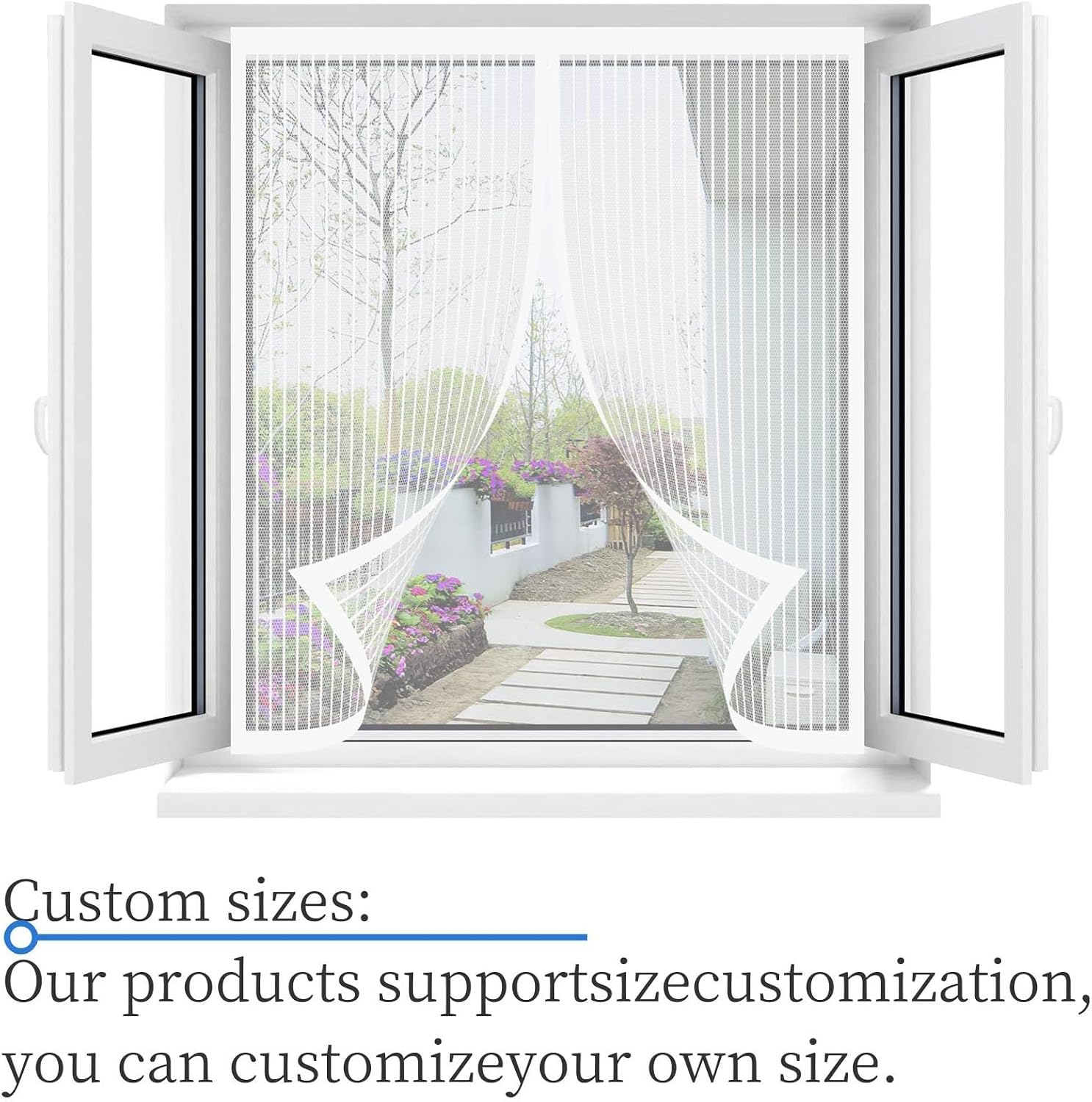  Window Mosquito Net 48 X 58 Cm Automatically Closed Magnetic Mosquito Net Curtain With Strip For Corridors Patio, White