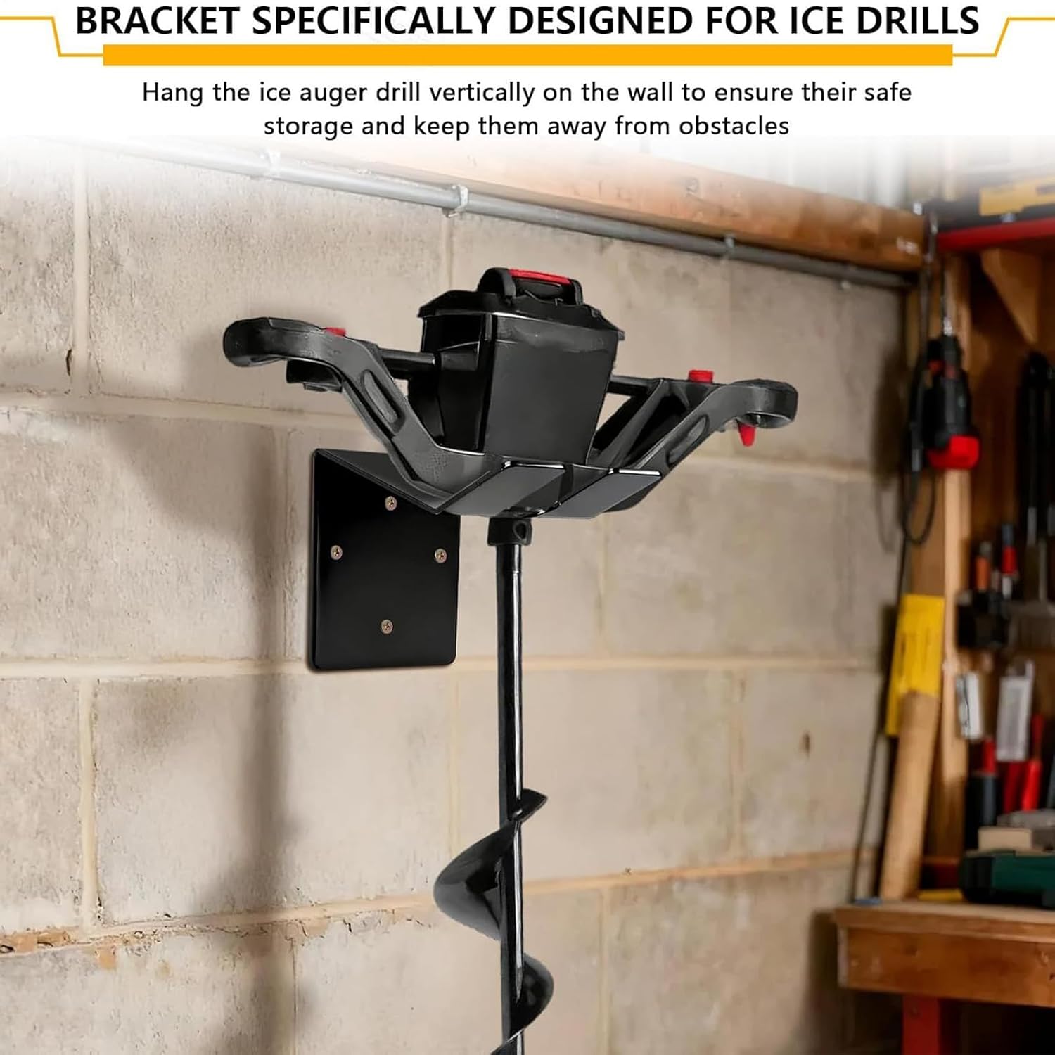  Organisateur Pour Perceuse à Glace électrique | Support En L Organisateur Vertical Avec Gestionnaire De Câbles | Stockage De Tarière à Glace Pour Garage | Pour Câbles Et Tuyaux De Jardin