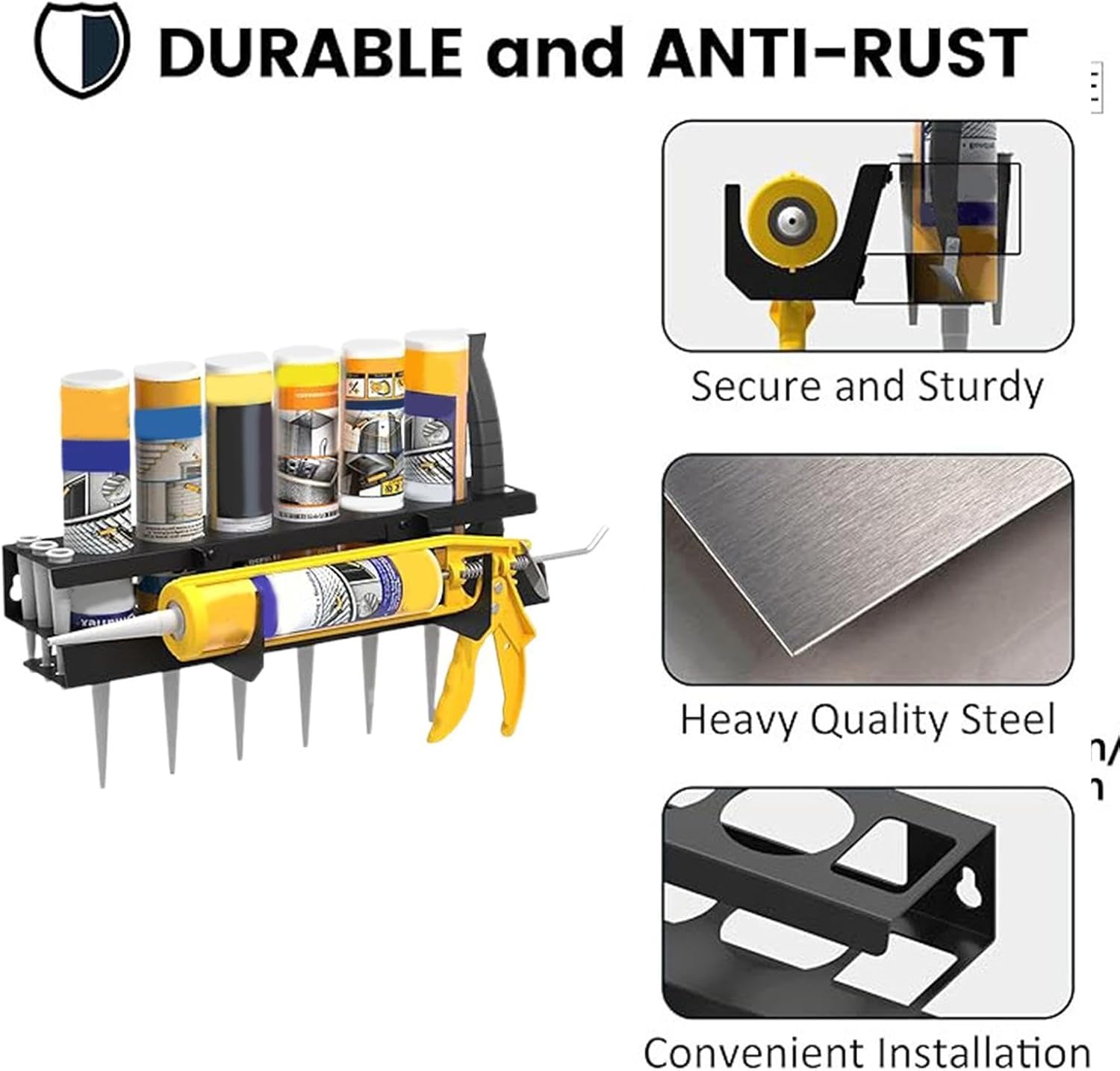 Support Porte-Tube À Graisse Mural | Rack De Rangement Pour Outils Tubulaires - Support Adhésif Mural,Pour Industrie, Maison, Garage, Atelier, Cabanon, Abri De Jardin, Entrepôt, Dépôt Et Le Stockage