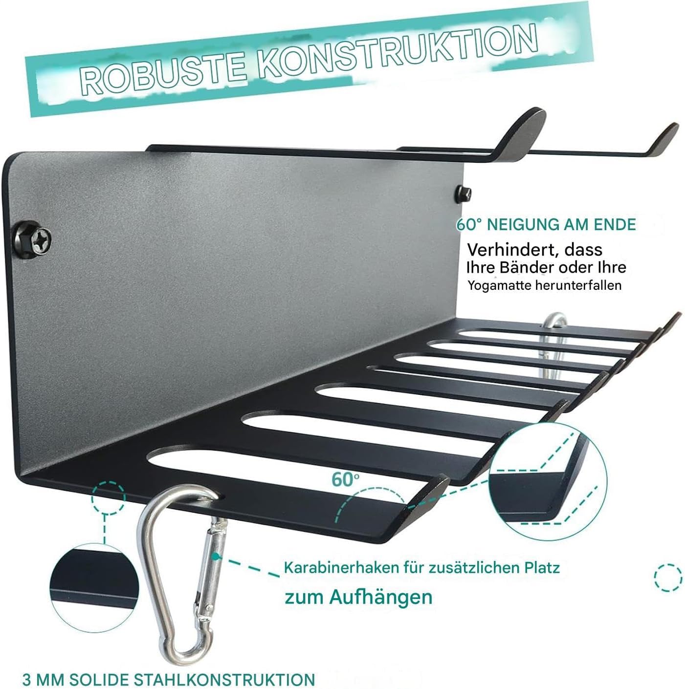  Rangement Mural De Salle De Sport, Organiseur D'équipement, étagère Montée Robuste De 11,4 Cm, Design Peu Encombrant, Système De Suspension Polyvalent Pour Entraînement à La Maison, Yoga, Entraînement