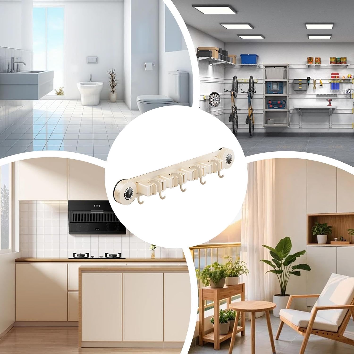  Générique Support Pour Balais Et Serpillères - Support Renforcé Robuste Et Inoxydable - Organisateur Mural Pour Balais Et Rangement,Pour Maison, Bureau, Appartement, Chambre, Salon Et Salle De Bain