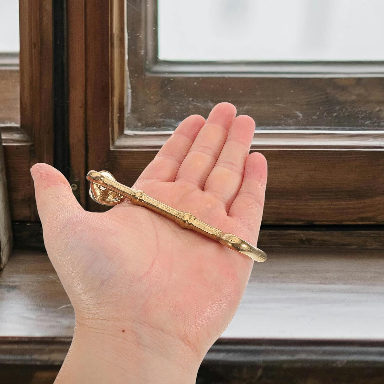  2 Pieces Heavy Duty Brass Door Latch Hook And Eye For Cabin Doors And Windows Wear Resistant And Easy To Install Hanging Hardware Lock
