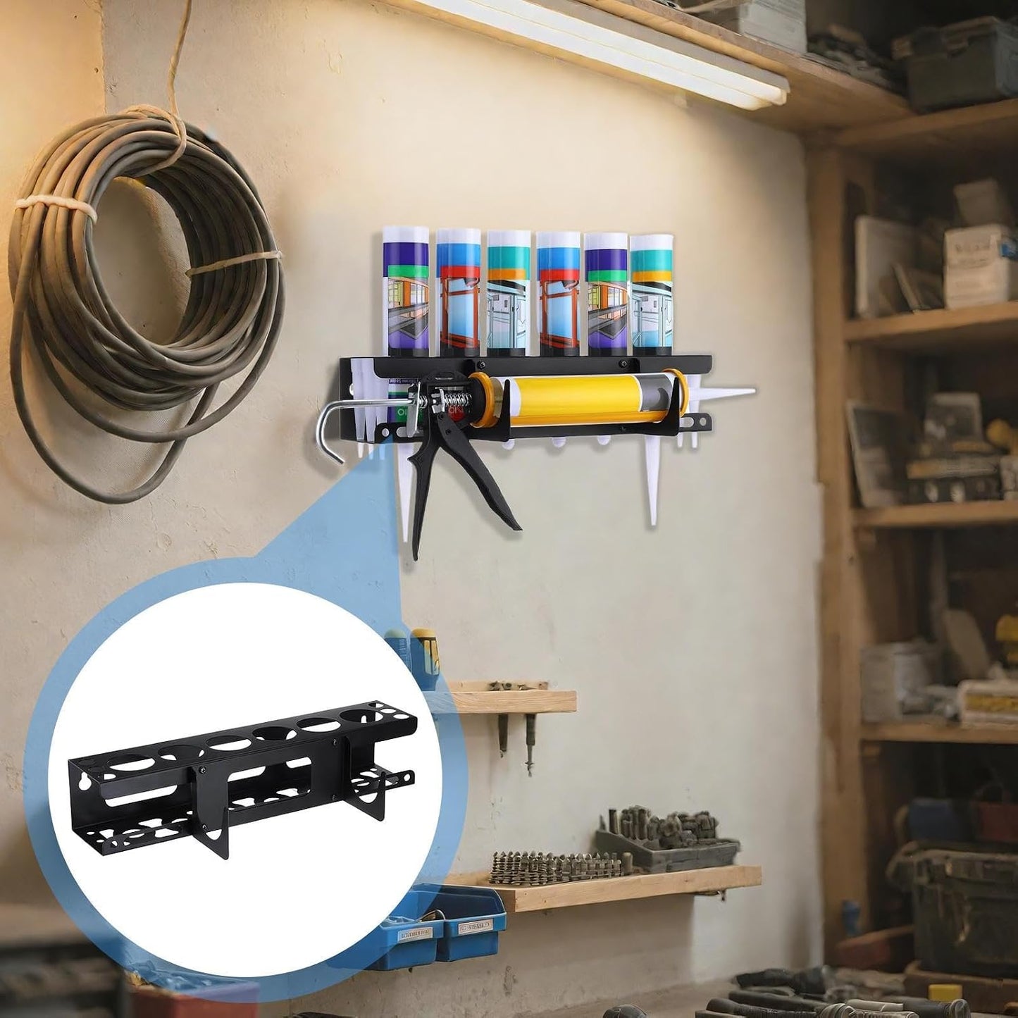  Organiseur Mural Adhésif - Support De Tube Robuste - Solution De Rangement D'outils - Garage - Rénovateurs - Personnel D'entretien - Installation Facile - Organiseur Peu Encombrant Pour Espaces De