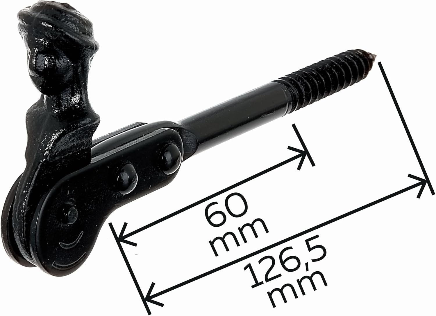  Alberts 307486 Shepherdess Head Shutter Stop | Screw Or Seal | Black Lacquered | 126.5 Mm | Set Of 3 Pieces