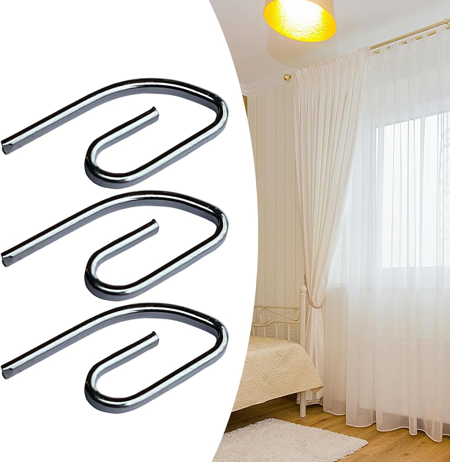 Lot De 50 Crochets En Métal Robuste Haute Performance Pour Rideaux Portables Pour Les Amateurs De Maison Et Les Décorateurs D'intérieur, Quincaillerie De Fenêtre De Bureau