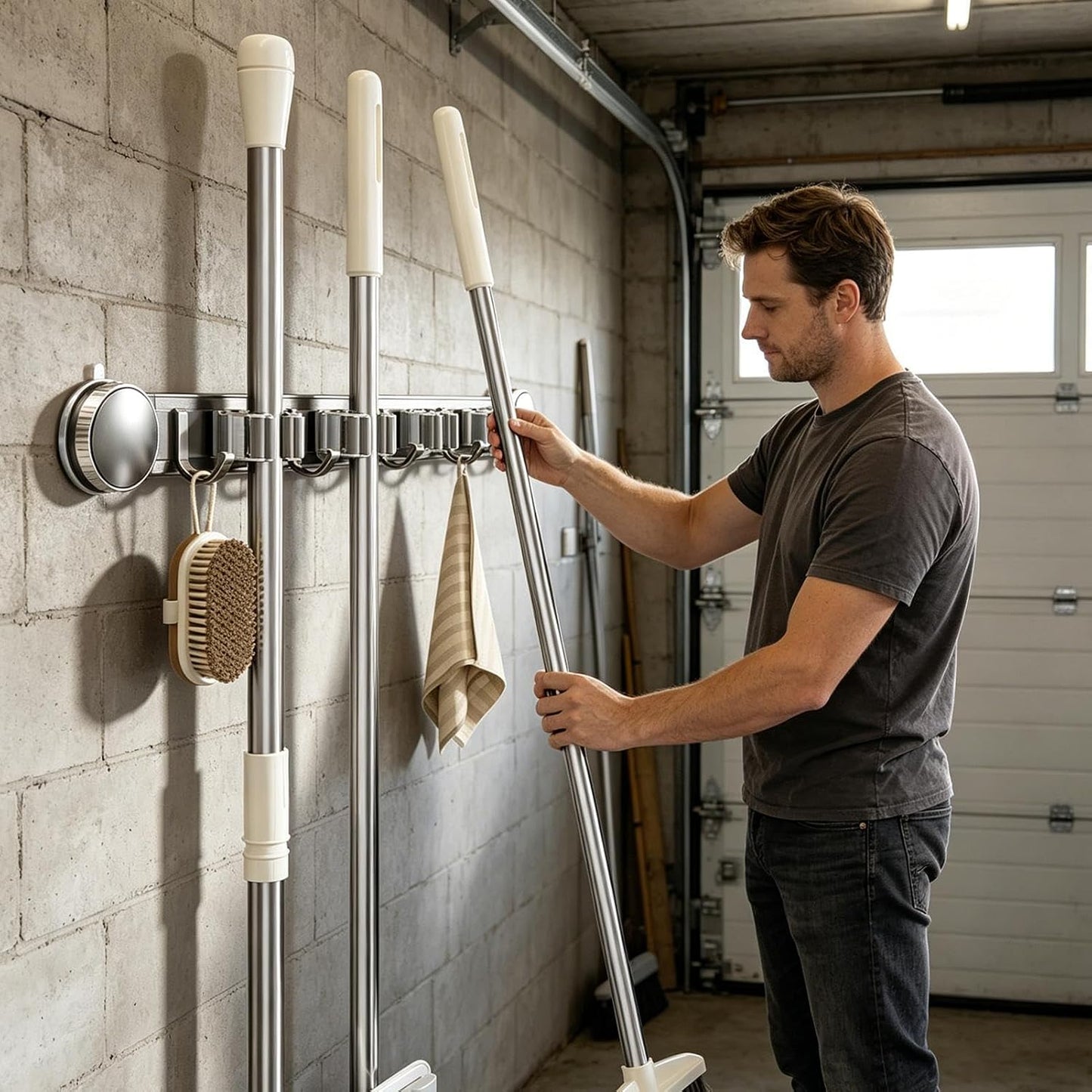 Générique Support Serpillère Mural | Supports À Ventouse Antirouille Haute Résistance,Organisateur D'Outils De Nettoyage Domestique,Maison Dortoir Bureau Chambre Salon Salle De Bain