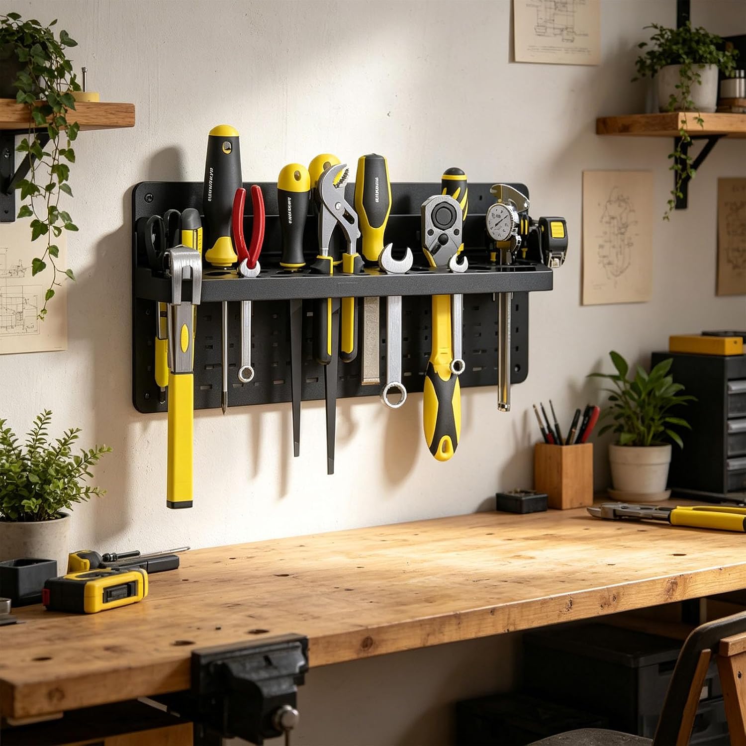  Étagère De Rangement Murale à 51 Trous En Acier Carbone Robuste Pour Outils Et Accessoires