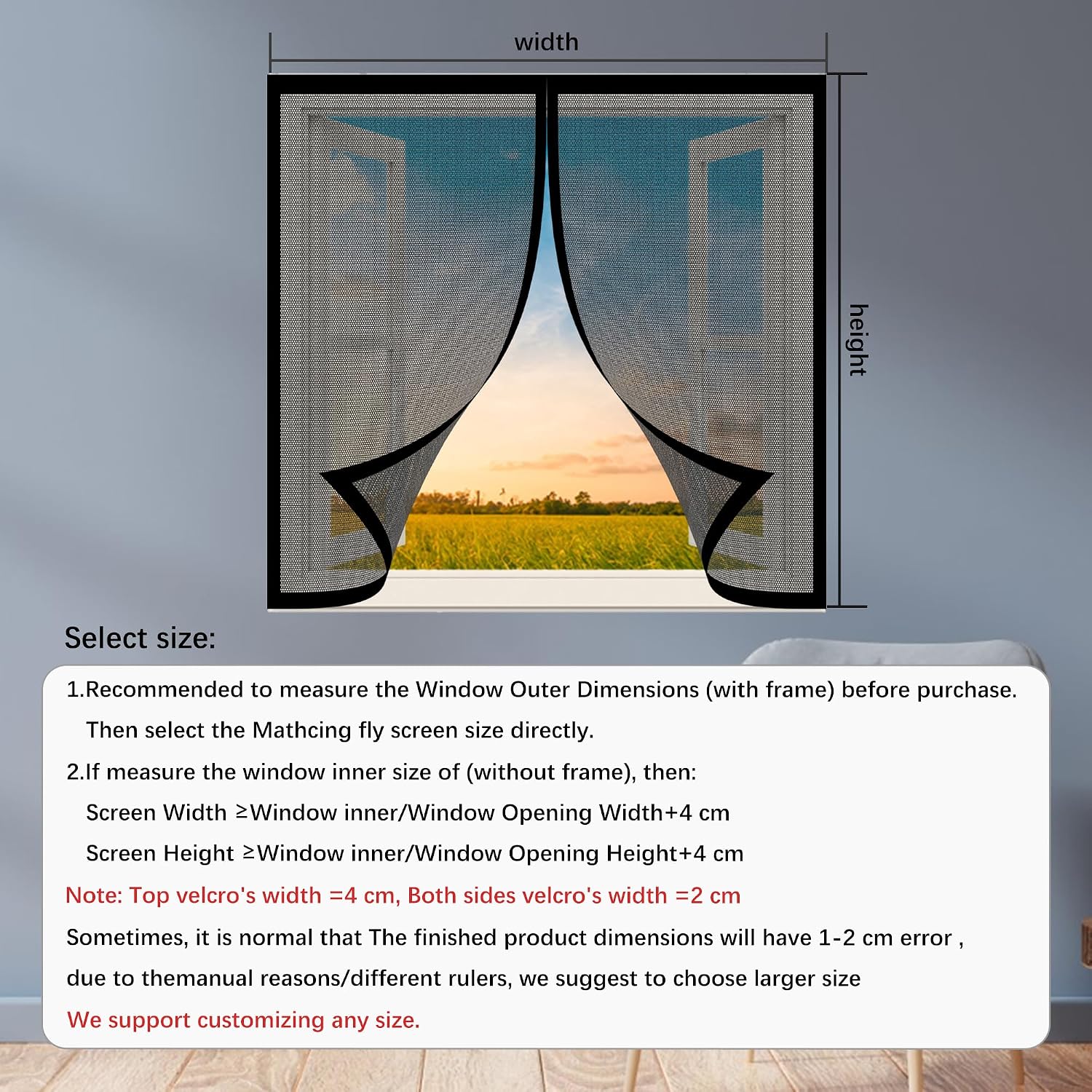  Mosquito Net Window 81 X 133 Cm No Drilling Automatic Closure Easy To Install Automatic Closing For All Types Of Windows, Black