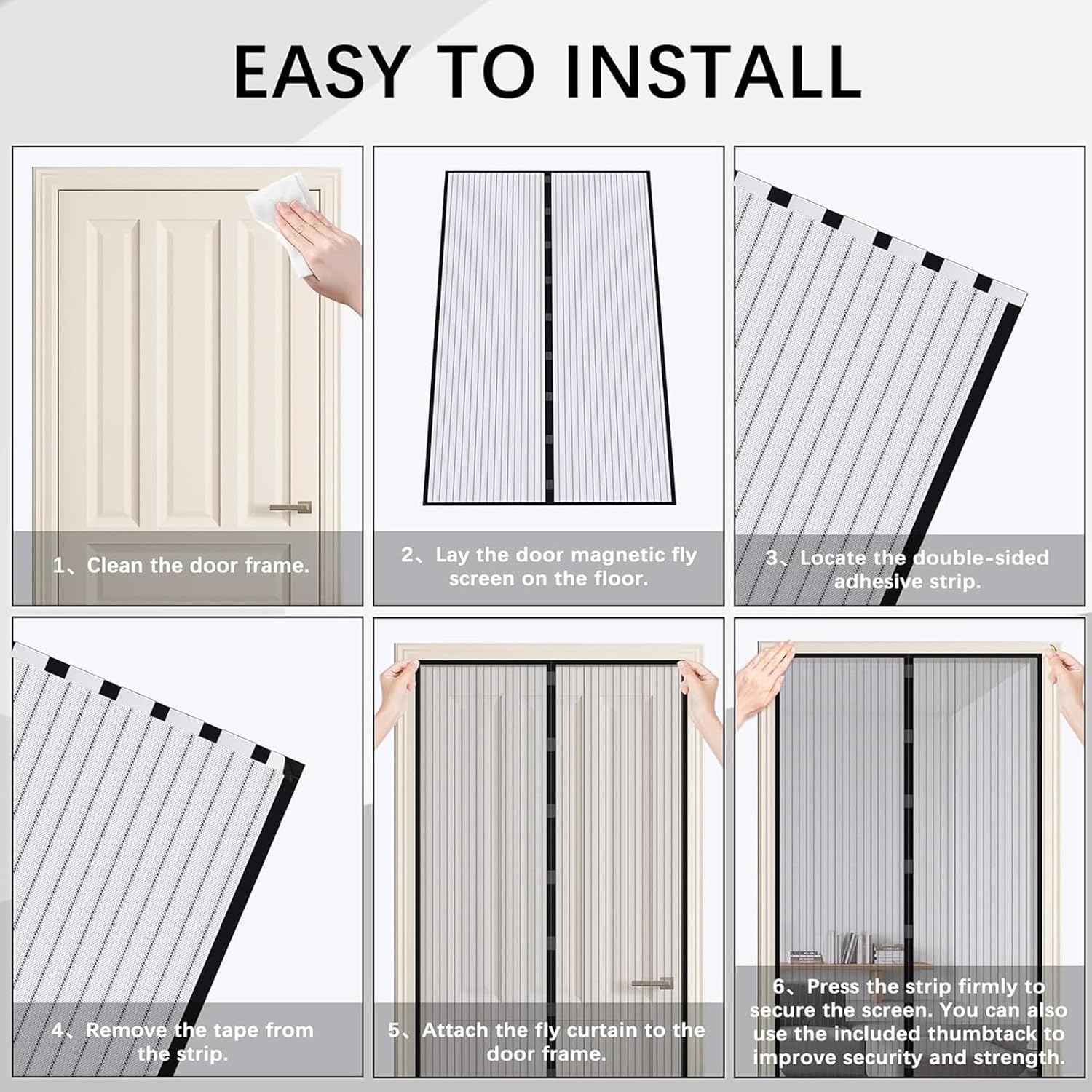  Mosquito Net Window Curtain 73 X 113 Cm (W X H) Anti-Mosquito Automatic Closing No Drilling Fine Mesh Made To Measure For Balcony Doors, Cellar Doors, White