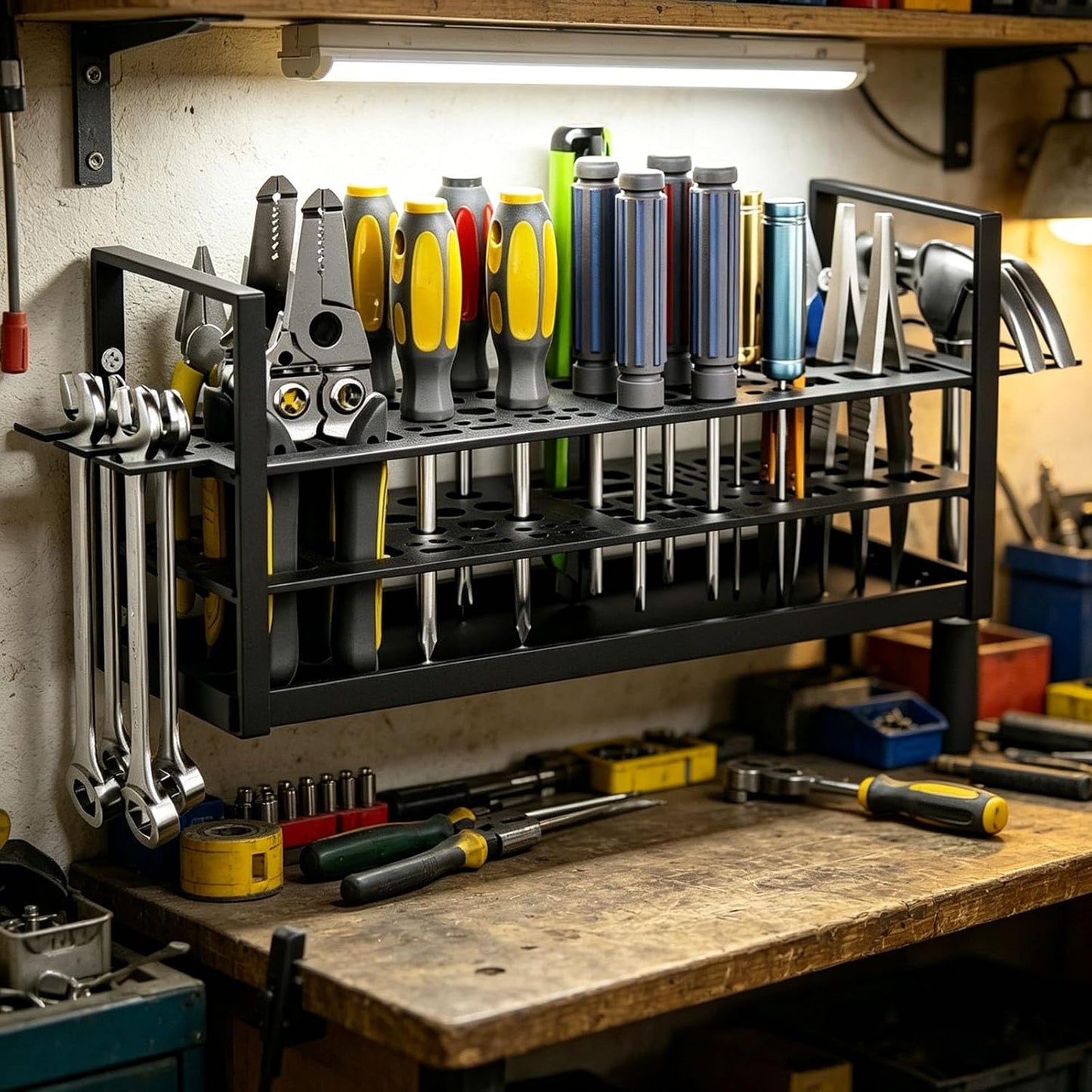  Support Mural En Métal Pour Outils - Capacité De 20 Kg - Pour La Maison, Le Garage - Planificateur D'outils Industriels