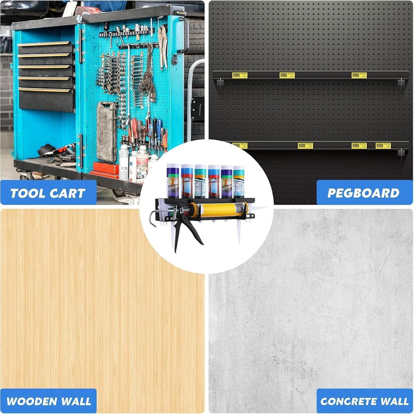  Support De Tube De Calfeutrage, Organiseur Mural Robuste, Support De Rangement Durable, Idéal Pour Les Travailleurs De La Construction, Les Rénovateurs, Les Bricoleurs, L'entretien De La Maison