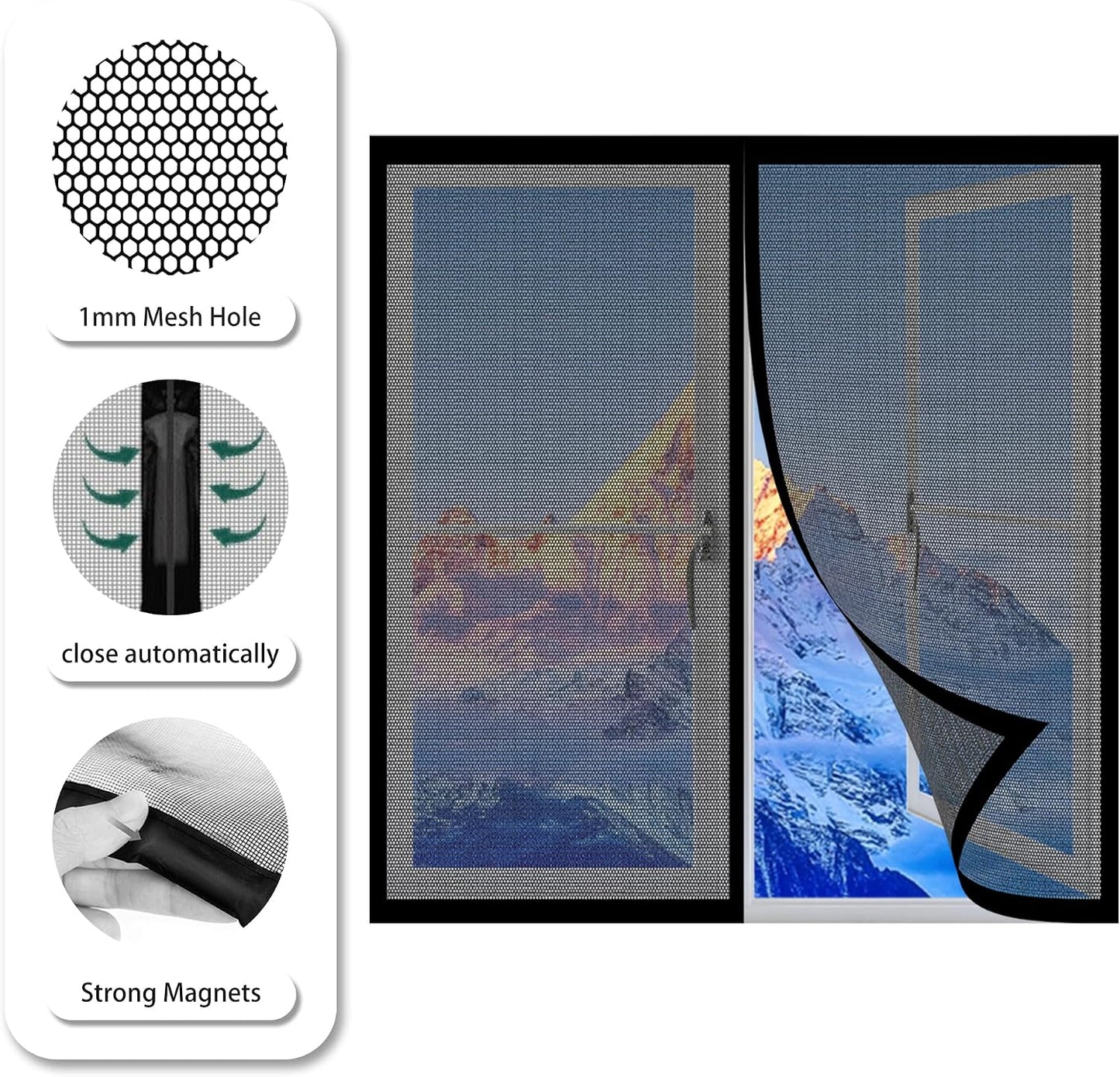  Magnetic Insect Repellent Curtain 98 X 113 Cm Magnetic Mosquito Net Door Magnets And Adhesive Strip For Living Room Window Balcony White