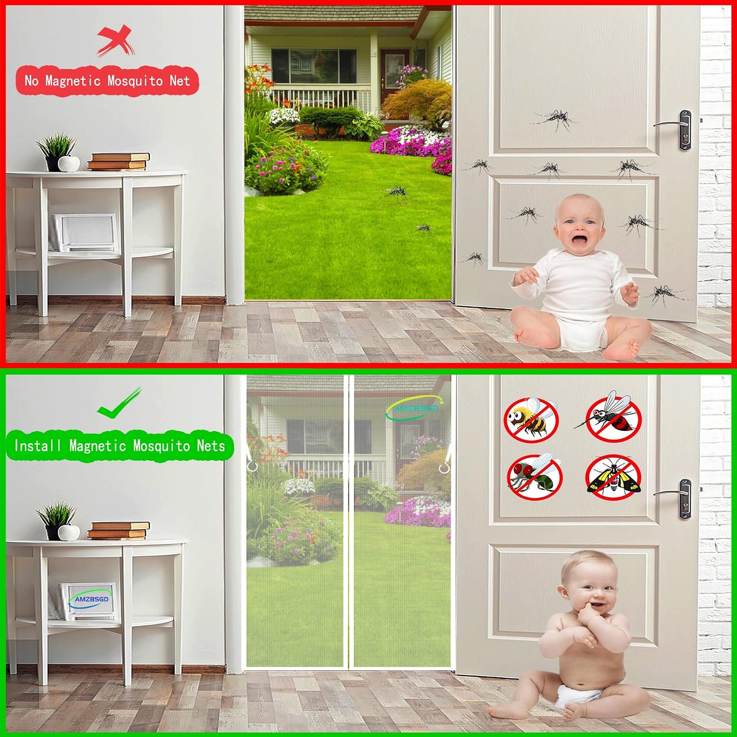  Mosquito Net Door, 240 X 200 Cm, Magnetic Mosquito Net For Sliding Doors, Magnetic Scratch, Customizable, White