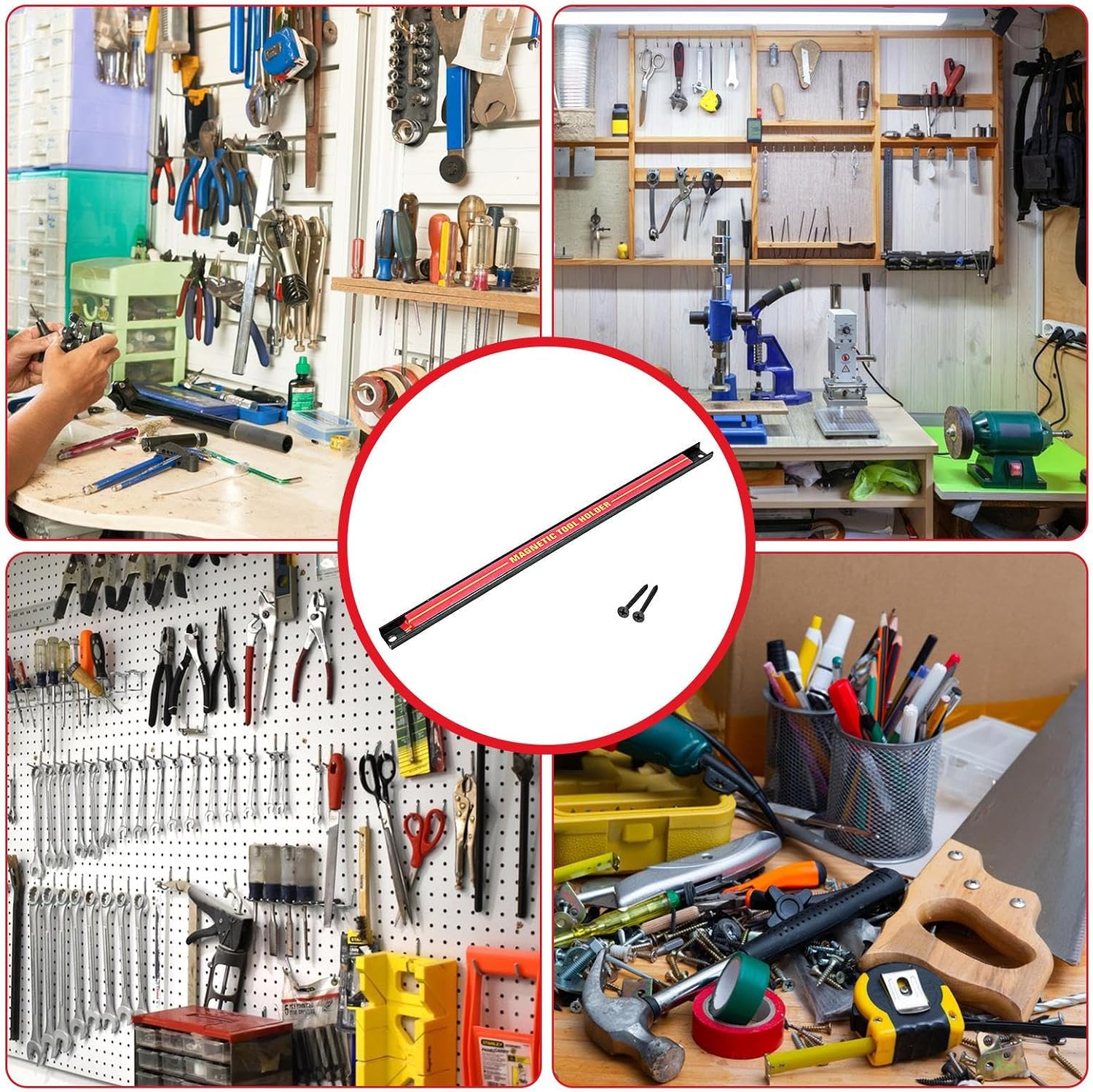  Porte-outils Magnétique - Barre Magnétique Pour Outils - Support Mural Magnétique De Grande Capacité - Barre D'outils En Métal Pour Atelier, Maison, Organisateur D'outils Peu Encombrant