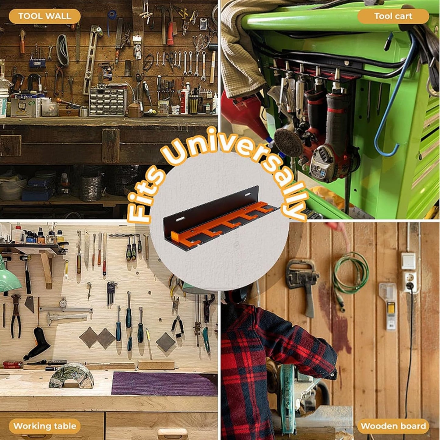  Organisateurs Muraux Sécurisés Pour Outils Pneumatiques Avec 5 Emplacements Coulissants En Métal Pour Un Rangement Sécurisé Et Efficace