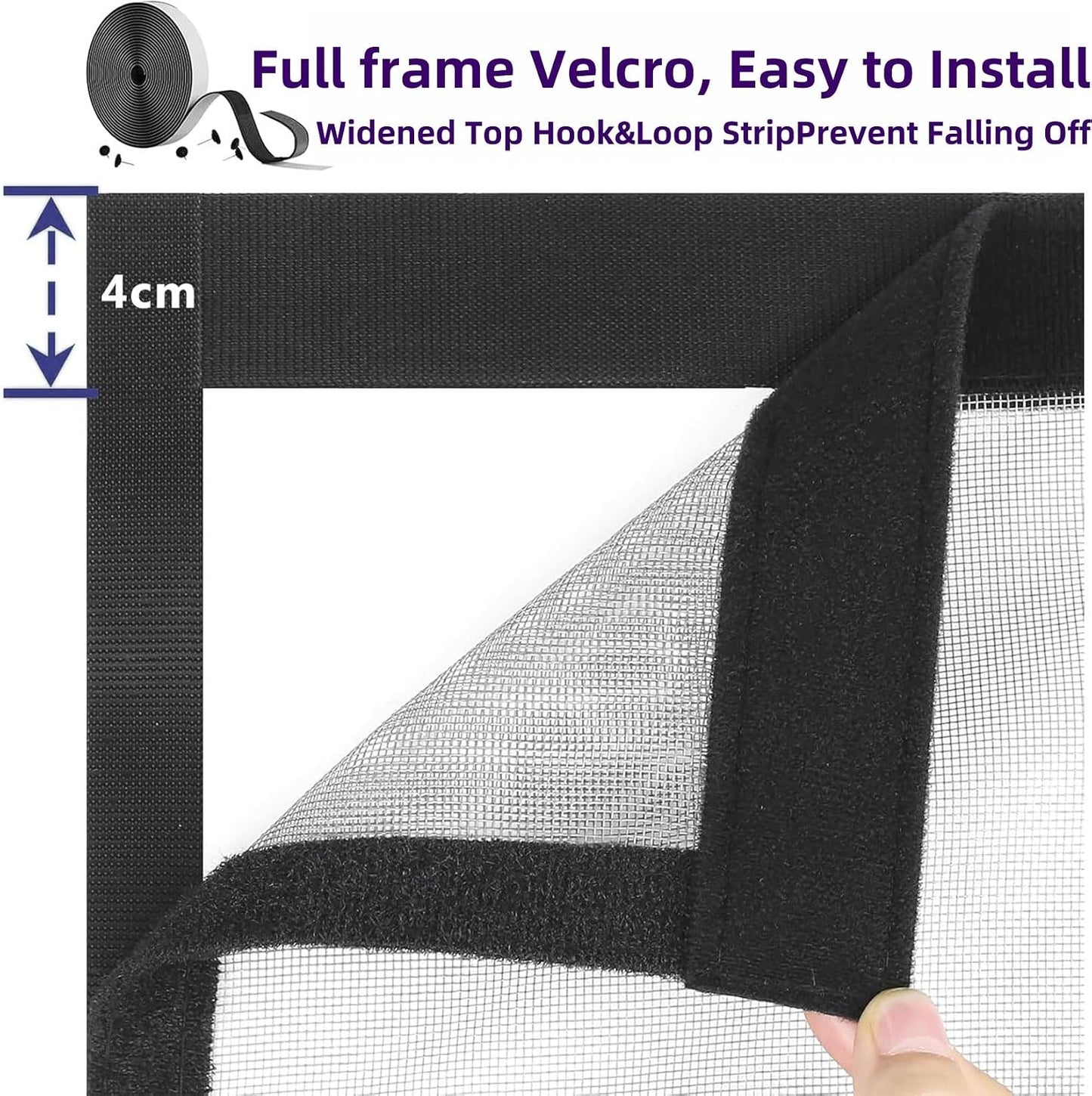  Moustiquaire Fenetre Aimantée 80 X 163 Cm (Personnalisable),Puissants Aimants, Fermeture Automatique Fenêtre Moustiquaire Magnétique Rideau Avec Fermeture Aimantée Sans Perçage, Noir