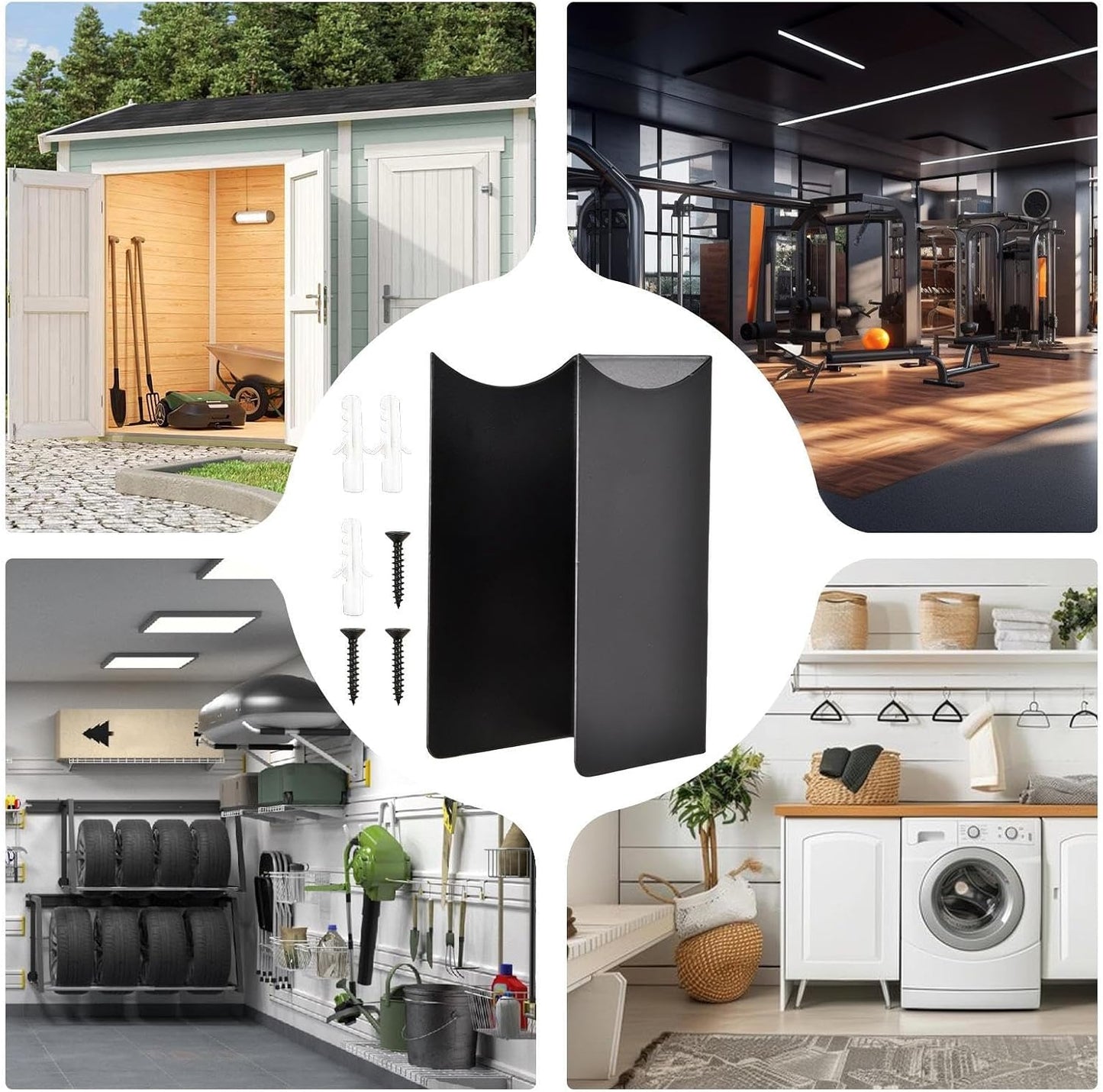  Support De Rangement Mural Pour Balai,Râtelier De Rangement Pour Outils De Garage,Support En Acier Pour Balai Et Serpillière - Pour Maison, Cuisine, Buanderie, Appartement, Cave, Jardin