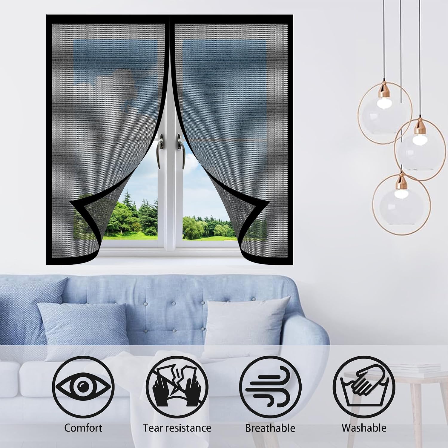  No Drilling Window Mosquito Net 118 X 147 Cm Self Adhesive Mesh No Drilling Easy To Install For Home Windows, White