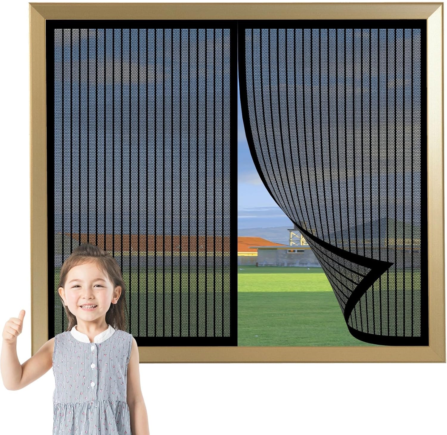  Mosquito Net Window Without Drilling 69 X 105 Cm Powerful Magnets Automatic Magnetic Mosquito Net Door For Corridors Patio, Black