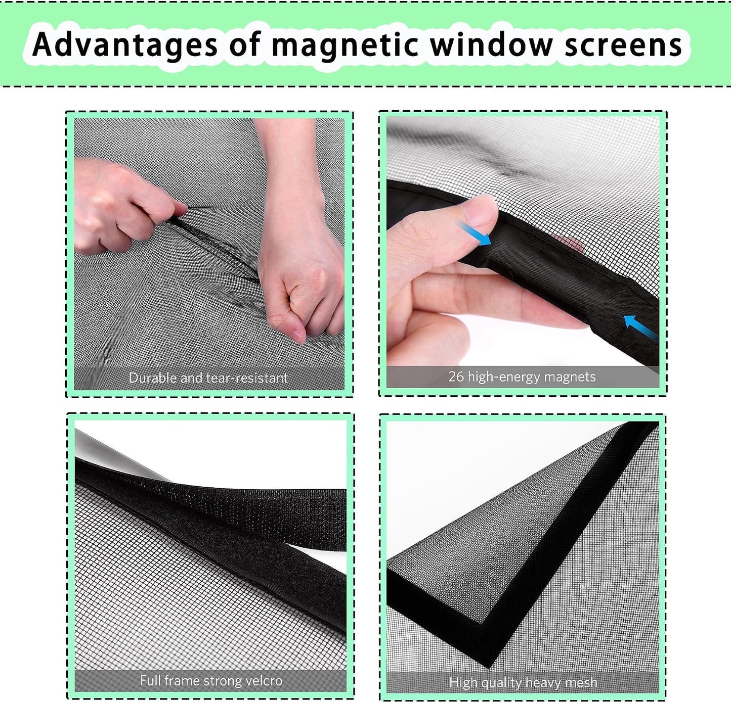  Mosquito Net Window 138 X 118 Cm Extendable Fibreglass Mesh Automatic Closure And Detachable For Living Room Window, White