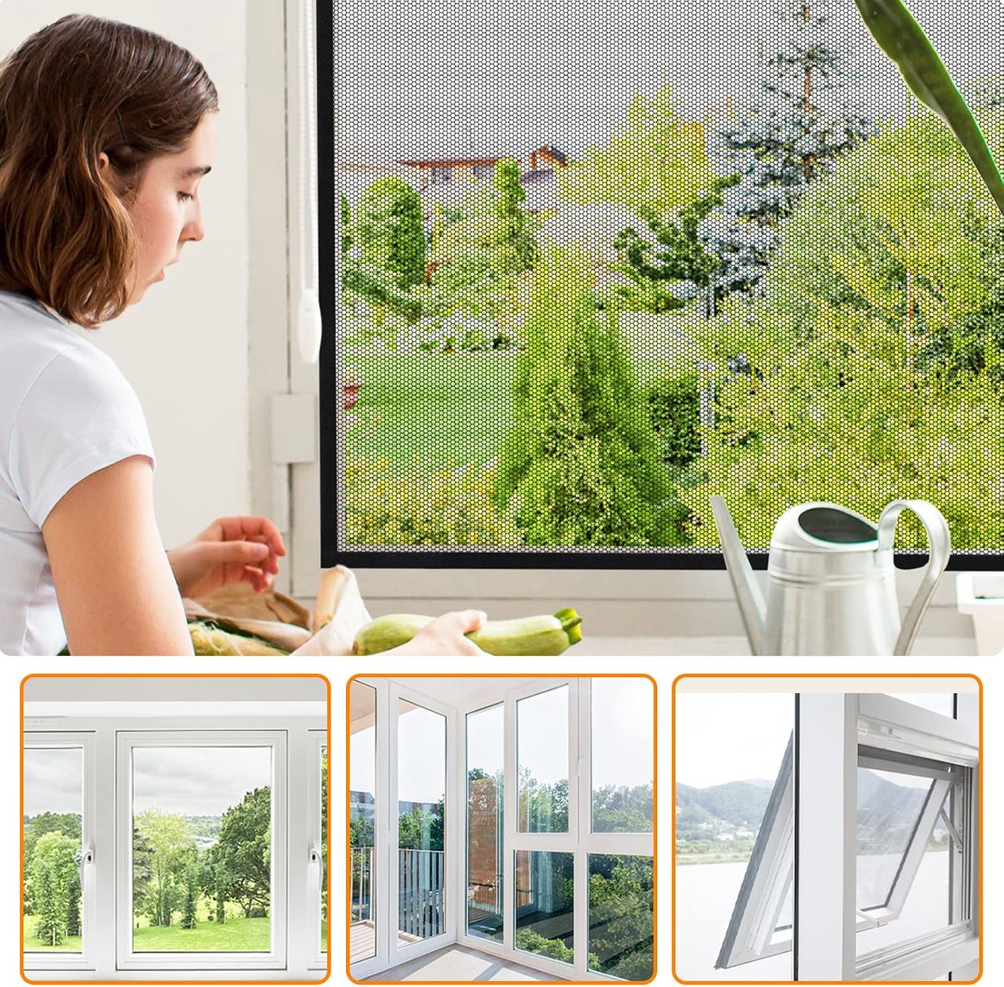  AiQInu Set Of 4 Universal Anti-Mosquito Window Insect Screen With Adhesive Tape - Fine Mesh - No Drilling Required