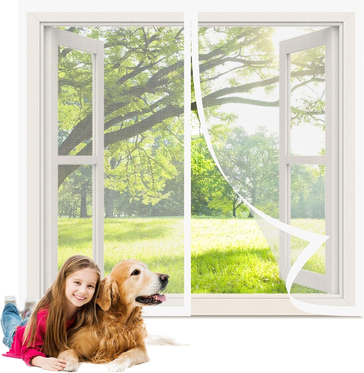  Diy Adjustable Magnetic Mosquito Net 97 X 107 Cm Mosquito Net Magnetic Door Breathable Ultra Thin Mesh For Home Windows, White
